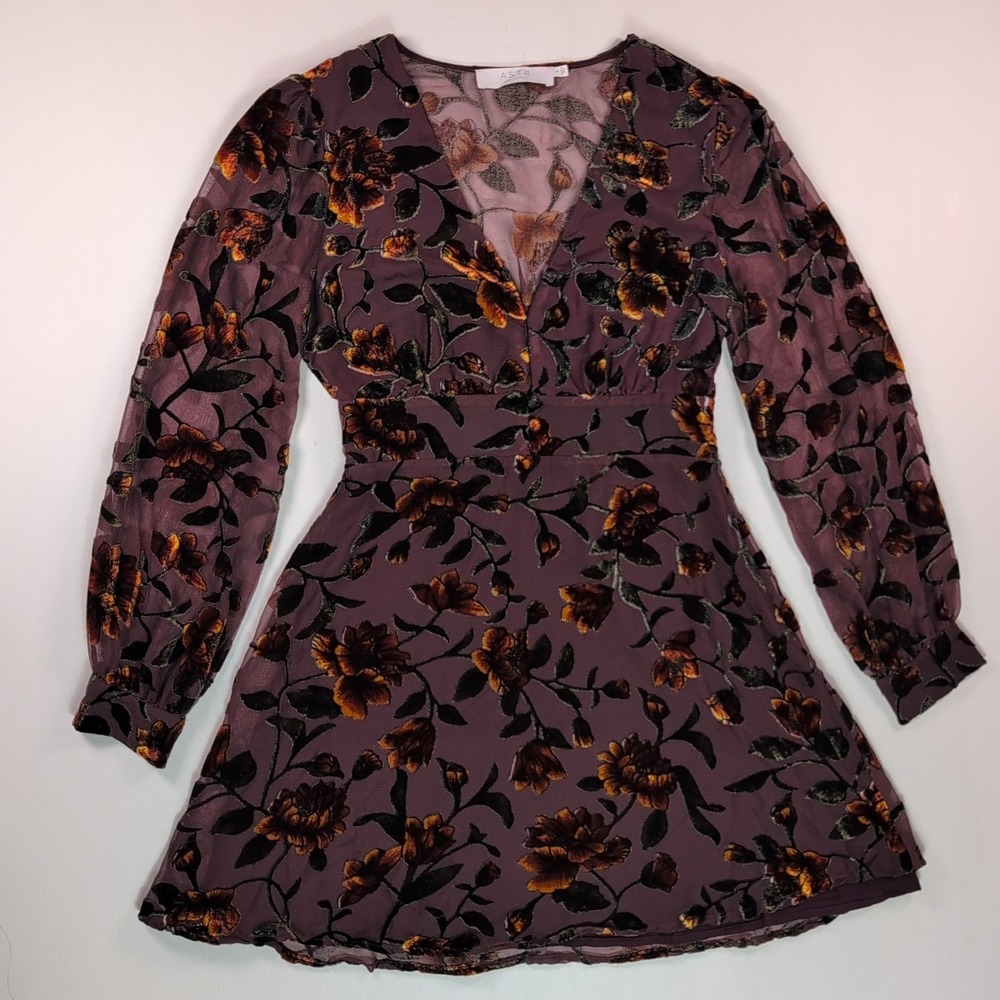 Velvet Floral Mini Dress - ASTR the Label